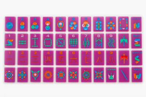Neon Purple Minimal Mid-Century American Mahjong Set - 160 Acrylic Tiles, Mat, Storage Bag & Accessories