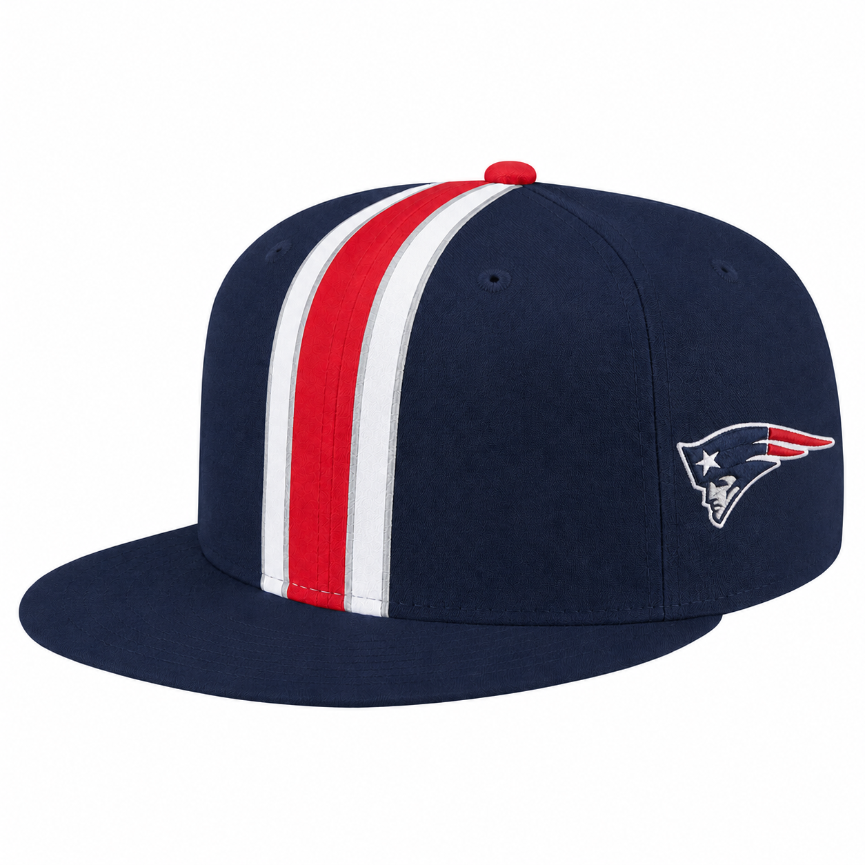 New England Patriots Navy Red White Team Stripe Embroidered Logo Snapback Cap for Football Fans 2 New England Patriots Navy Red White Team Stripe Embroidered Logo Snapback Cap for Football Fans - Image 2