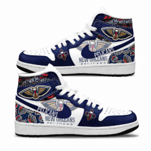 New Orleans Pelicans Navy White Team Pride AJ1 High Top Shoes for Basketball Fans