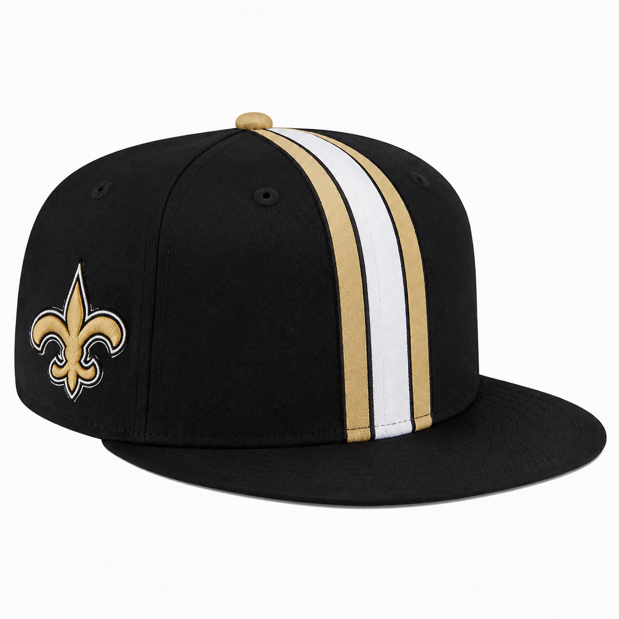New Orleans Saints Black Gold White Team Stripe Embroidered Logo Snapback Cap for Football Fans 1 New Orleans Saints Black Gold White Team Stripe Embroidered Logo Snapback Cap for Football Fans
