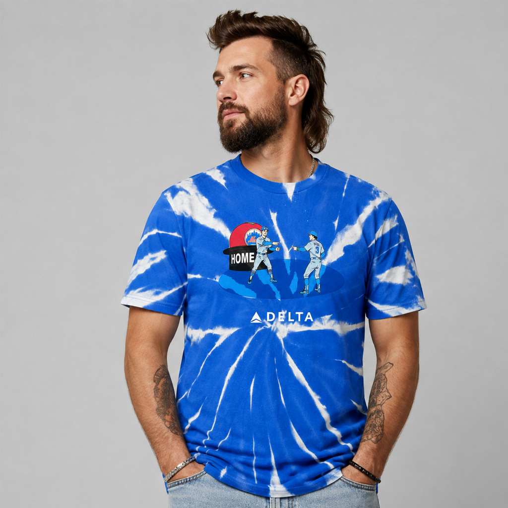 New York Mets Home Celebration Blue Tie-Dye Graphic Shirt for Baseball Fans 2 New York Mets Home Celebration Blue Tie-Dye Graphic Shirt for Baseball Fans - Image 2