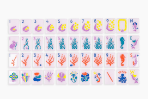 Shell Pink Ocean Inspired American Mahjong Set - 160 Acrylic Tiles, Mat, Storage Bag & Accessories