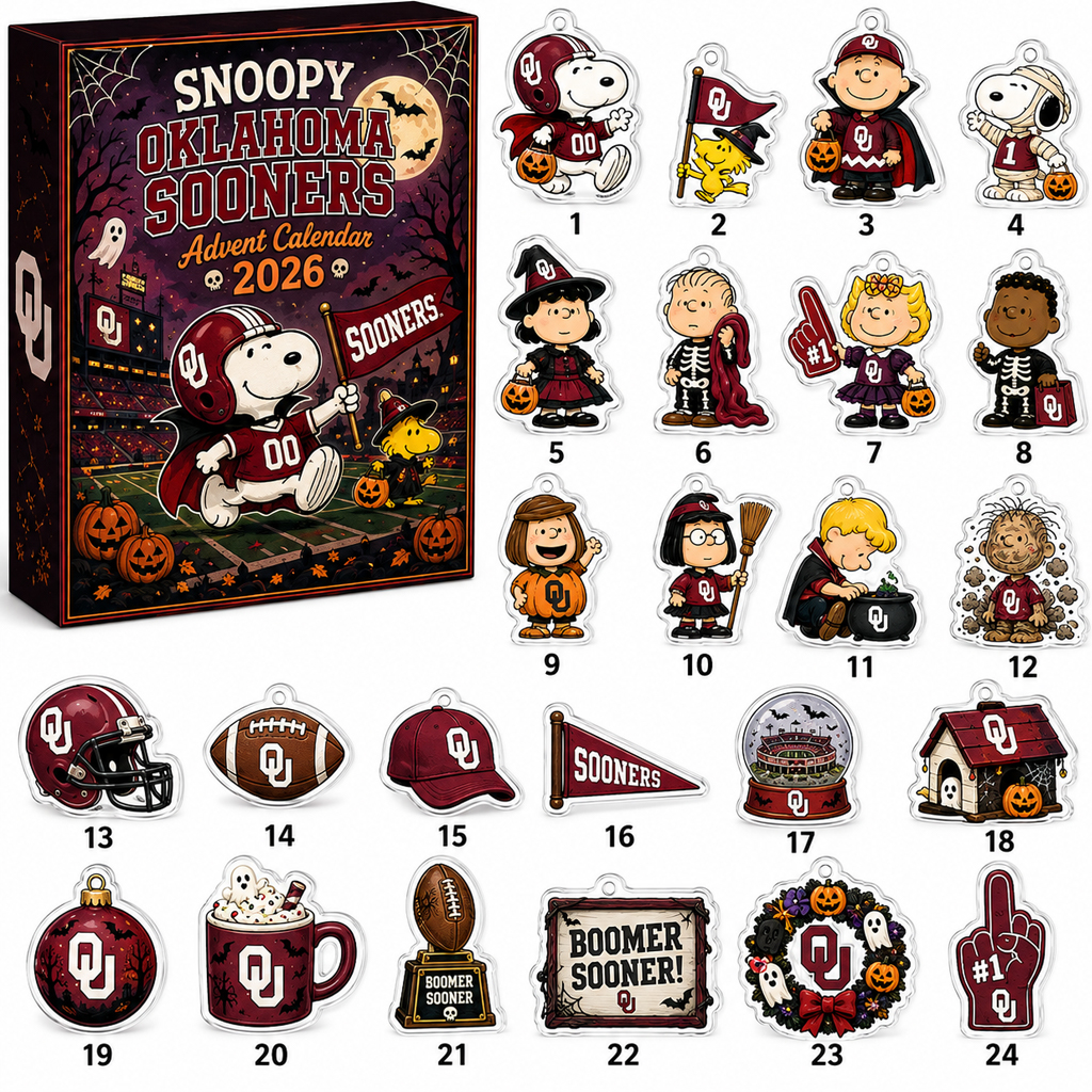 Oklahoma Sooners x Snoopy Halloween Advent Calendar 2026 for College Football Fans 1 Oklahoma Sooners x Snoopy Halloween Advent Calendar 2026 for College Football Fans