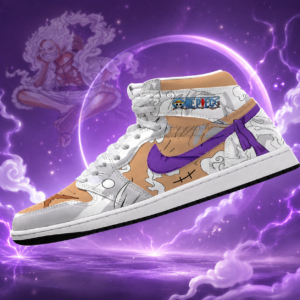 One Piece Monkey D. Luffy Gear 5 Purple White AJ1 High Top Shoes for Anime Fans