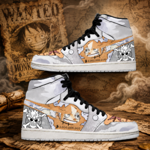 One Piece Monkey D. Luffy Gear 5 Wanted Poster AJ1 High Top Shoes for Anime Fans