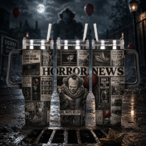 Pennywise Derry Horror News 40oz Tumbler for Horror Movie Fans