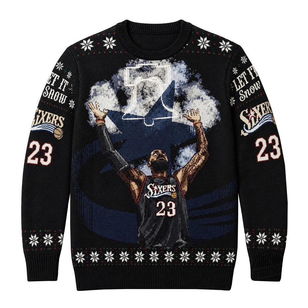 Philadelphia 76ers LeBron James 2026 Ugly Christmas Sweater For Basketball Fans 1 Philadelphia 76ers LeBron James 2026 Ugly Christmas Sweater For Basketball Fans