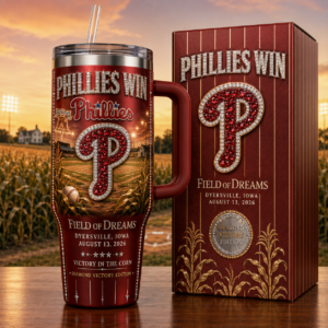 Philadelphia Phillies Field of Dreams Win 2026 Diamond Victory Edition 40oz Tumbler for Baseball Fans