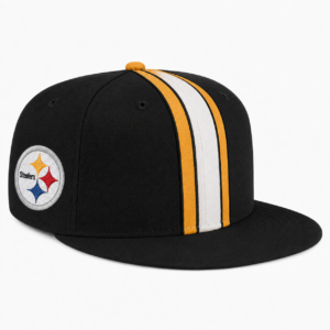 Pittsburgh Steelers Black Gold White Team Stripe Embroidered Logo Snapback Cap for Football Fans