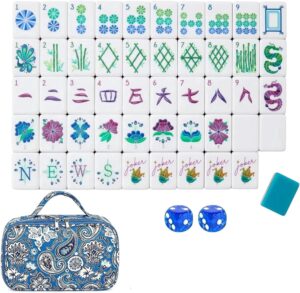 Yellow Festive American Mahjong Set - 160 Acrylic Tiles, Mat, Storage Bag & Accessories