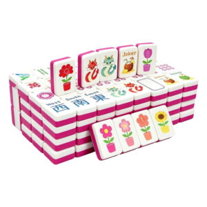 Colorful Pool American Mahjong Set - 160 Acrylic Tiles, Mat, Storage Bag & Accessories