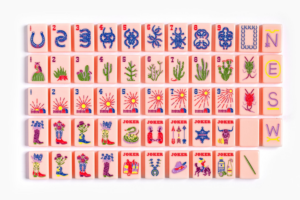Dusty Rose Western Ranch American Mahjong Set - 160 Acrylic Tiles, Mat, Storage Bag & Accessories