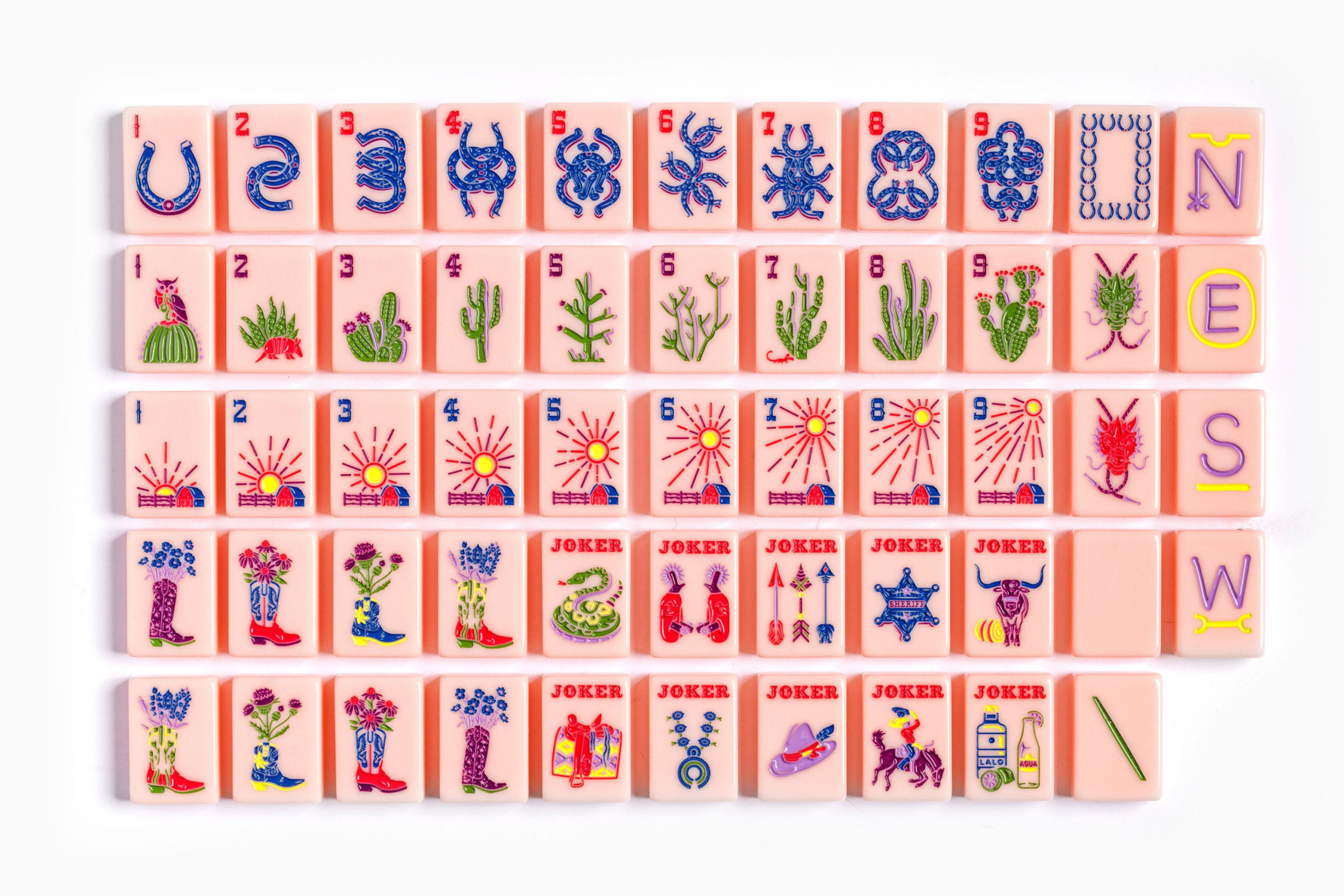 Dusty Rose Western Ranch American Mahjong Set - 160 Acrylic Tiles, Mat, Storage Bag & Accessories 1 Dusty Rose Western Ranch American Mahjong Set - 160 Acrylic Tiles, Mat, Storage Bag & Accessories