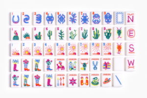 Western Ranch Landscape American Mahjong Set - 160 Acrylic Tiles, Mat, Storage Bag & Accessories