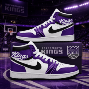 Sacramento Kings Purple White Team Pride AJ1 High Top Shoes for Basketball Fans