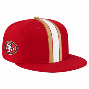 San Francisco 49ers Scarlet Red Gold White Team Stripe Embroidered Logo Snapback Cap for Football Fans