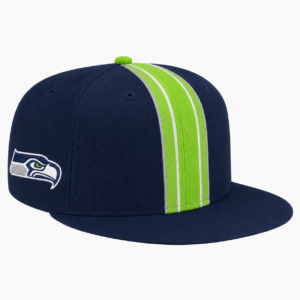 Seattle Seahawks Navy Action Green White Team Stripe Embroidered Logo Snapback Cap for Football Fans