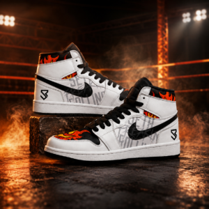Seth Rollins Burn It Down Flame AJ1 High Top Shoes for Wrestling Fans