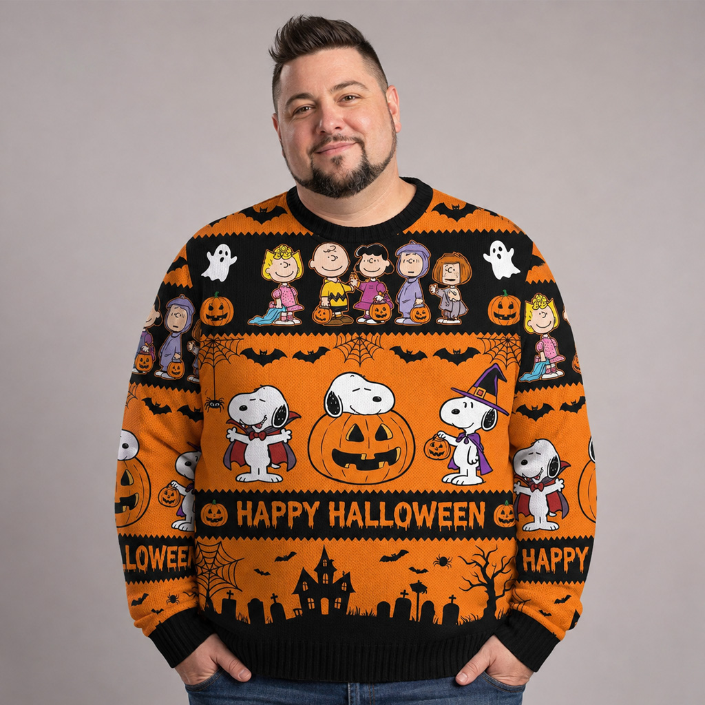 Snoopy Peanuts Happy Halloween Pumpkin Witch Knit Ugly Sweater 2 Snoopy Peanuts Happy Halloween Pumpkin Witch Knit Ugly Sweater - Image 2