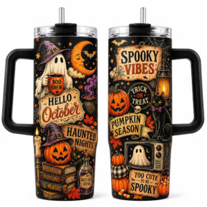 Spooky Ghost Pumpkin Halloween 2026 40oz Tumbler for Halloween Fans