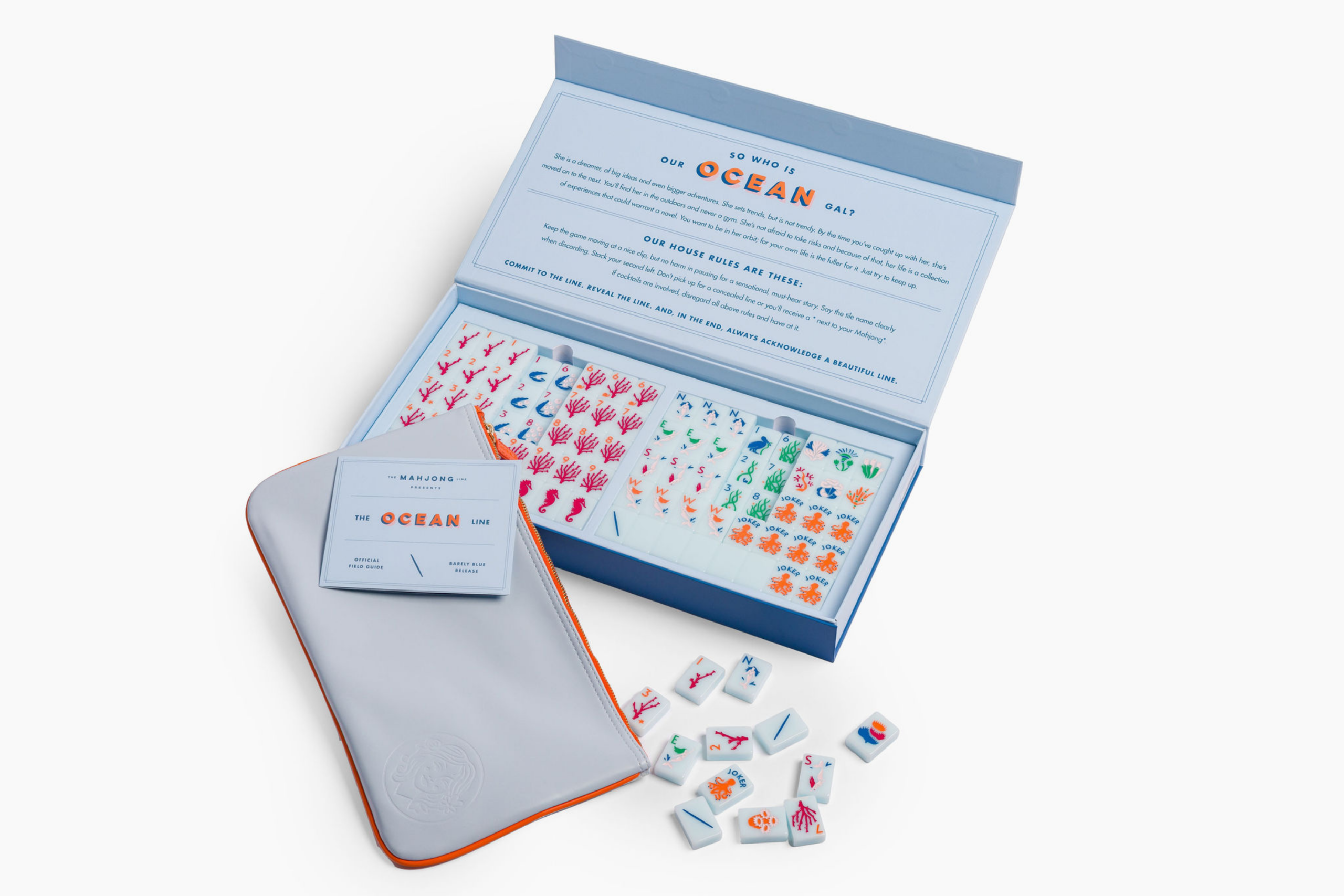 Soft Blue Ocean Inspired American Mahjong Set - 160 Acrylic Tiles, Mat, Storage Bag & Accessories 2 Soft Blue Ocean Inspired American Mahjong Set - 160 Acrylic Tiles, Mat, Storage Bag & Accessories - Image 2