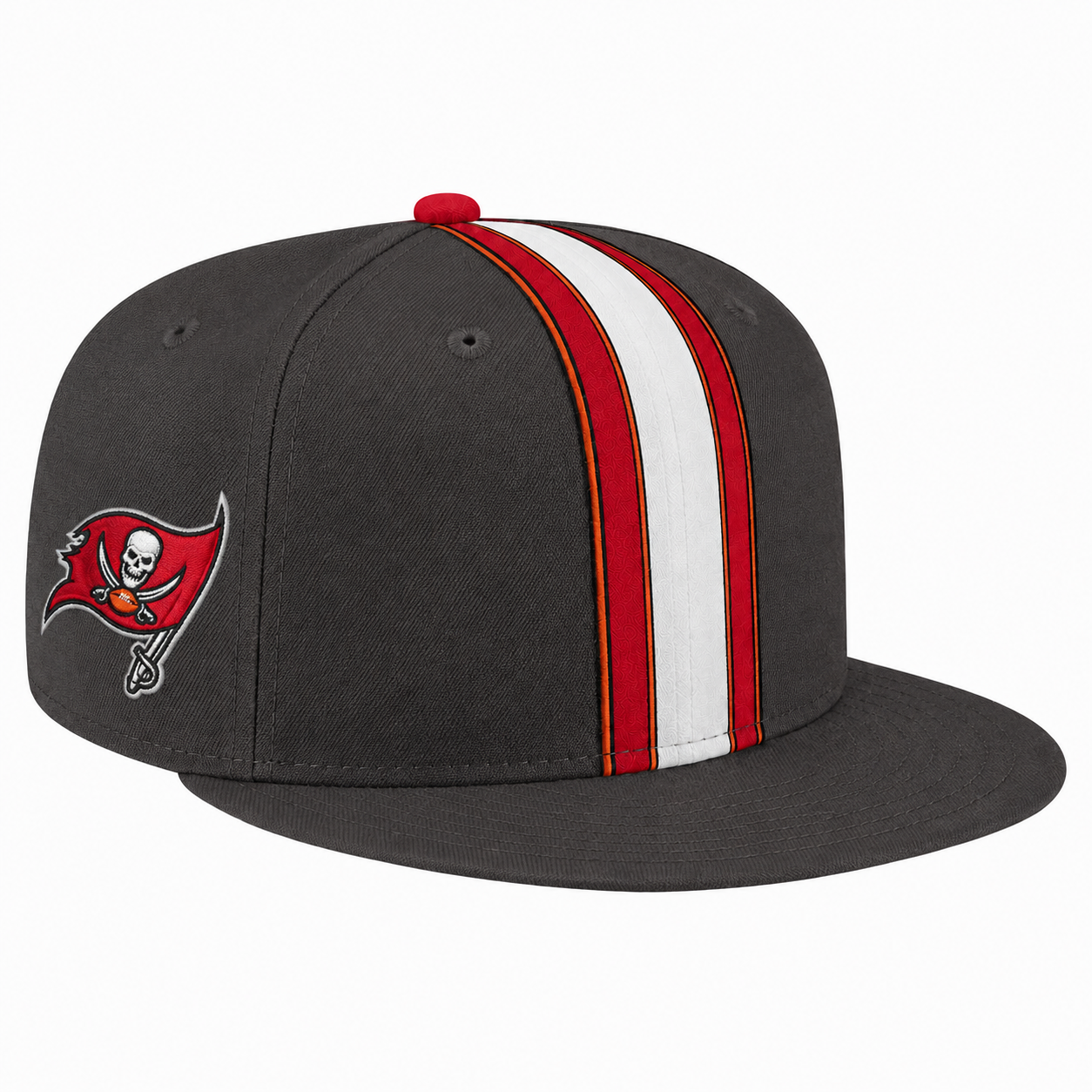 Tampa Bay Buccaneers Pewter Red White Team Stripe Embroidered Logo Snapback Cap for Football Fans 1 Tampa Bay Buccaneers Pewter Red White Team Stripe Embroidered Logo Snapback Cap for Football Fans