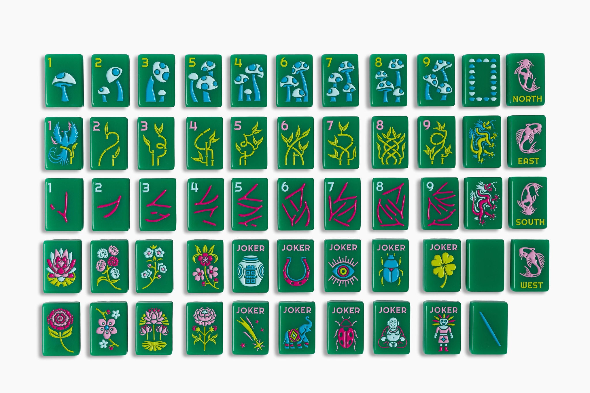 Jade Green Lucky Charm American Mahjong Set - 160 Acrylic Tiles, Mat, Storage Bag & Accessories 1 Jade Green Lucky Charm American Mahjong Set - 160 Acrylic Tiles, Mat, Storage Bag & Accessories