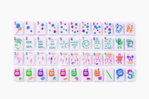 Lilac Playful Graphic American Mahjong Set - 160 Acrylic Tiles, Mat, Storage Bag & Accessories