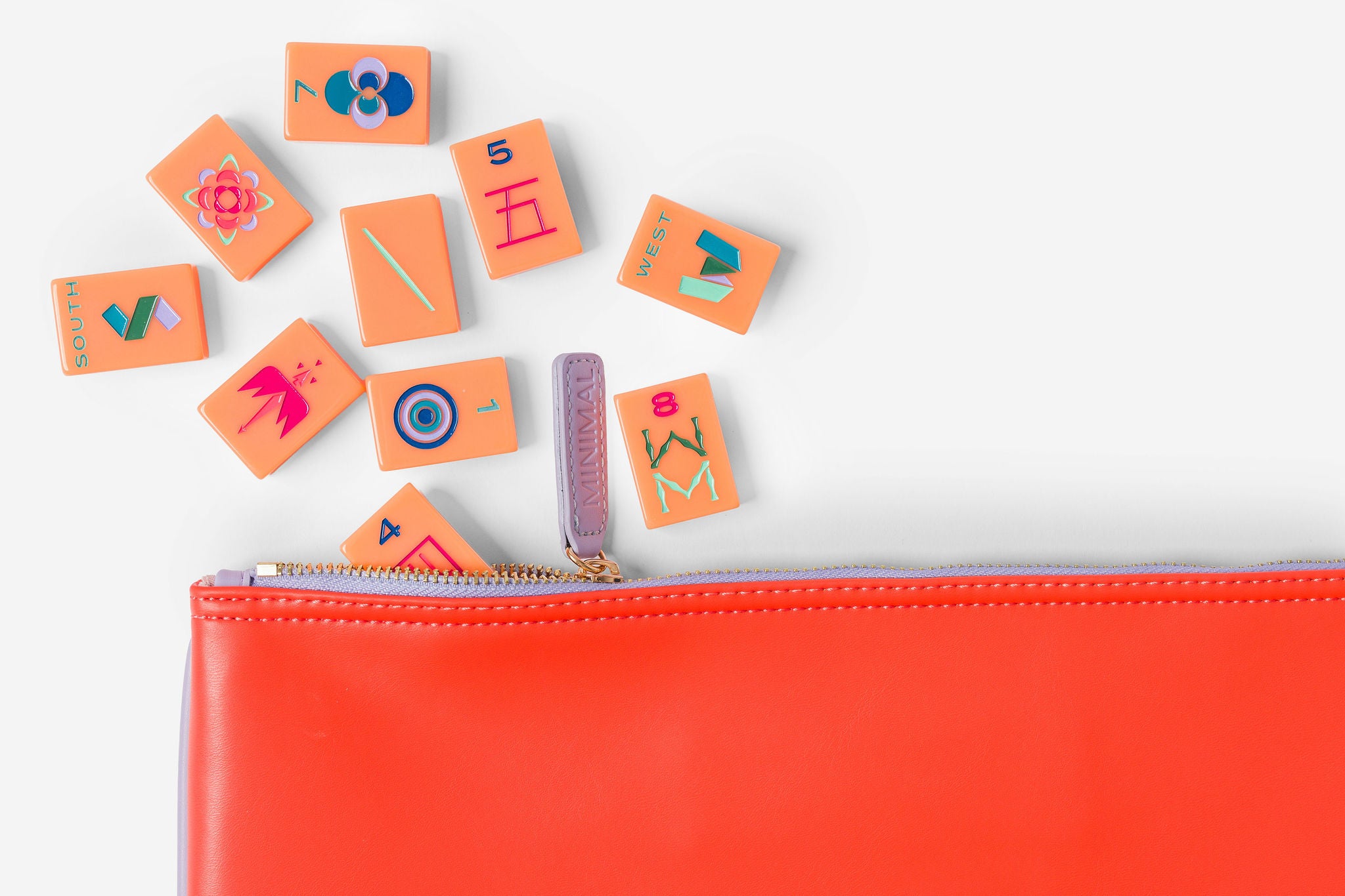 Bright Orange Minimal Mid-Century American Mahjong Set - 160 Acrylic Tiles, Mat, Storage Bag & Accessories 3 Bright Orange Minimal Mid-Century American Mahjong Set - 160 Acrylic Tiles, Mat, Storage Bag & Accessories - Image 3