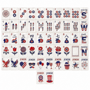 USA Patriotic American Mahjong Set - 160 Acrylic Tiles, Mat, Storage Bag & Accessories