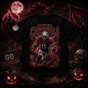 Unisex Arizona Cardinals Spooky Skeleton Football Player Halloween 2026 Graphic Shirt for Football Fans