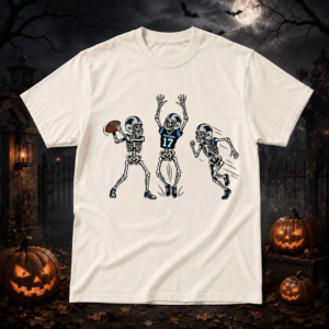 Unisex Carolina Panthers Dancing Skeletons Halloween 2026 Graphic Shirt for Football Fans