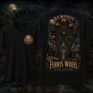 Unisex Demonic Ferris Wheel One Ride No Way Down Halloween 2026 Graphic Shirt for Horror Fans