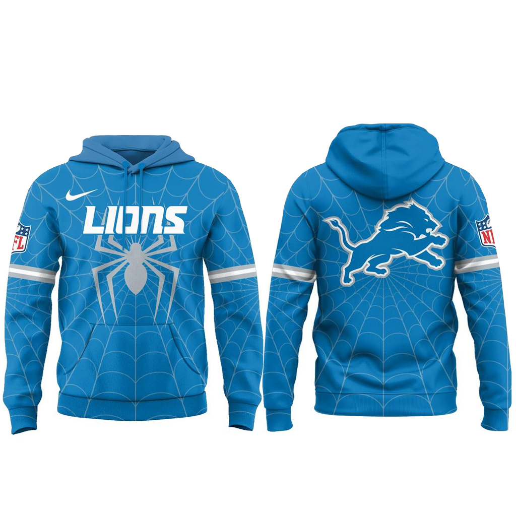 Unisex Detroit Lions x Spider-Man 2026 Blue Graphic Shirt for Football Fans 2 Unisex Detroit Lions x Spider-Man 2026 Blue Graphic Shirt for Football Fans - Image 2