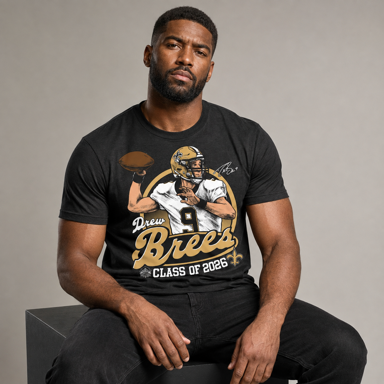 Unisex Drew Brees New Orleans Saints Class of 2026 Hall of Fame Graphic T-Shirt for Football Fans 3 Unisex Drew Brees New Orleans Saints Class of 2026 Hall of Fame Graphic T-Shirt for Football Fans - Image 3