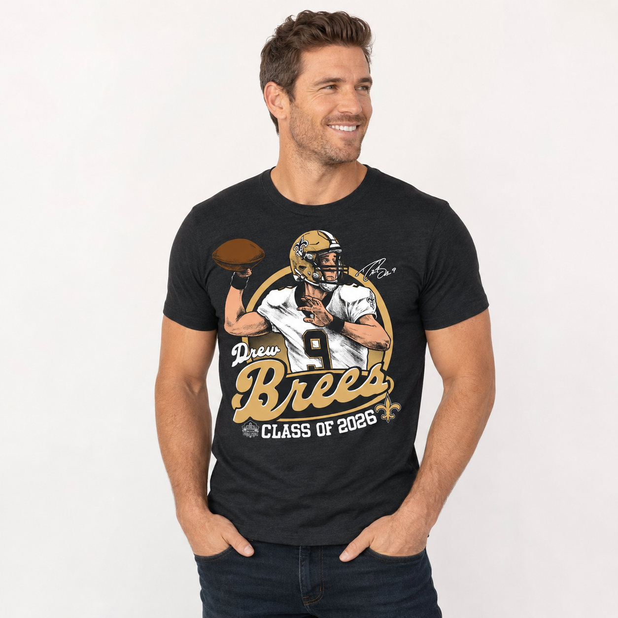 Unisex Drew Brees New Orleans Saints Class of 2026 Hall of Fame Graphic T-Shirt for Football Fans 2 Unisex Drew Brees New Orleans Saints Class of 2026 Hall of Fame Graphic T-Shirt for Football Fans - Image 2