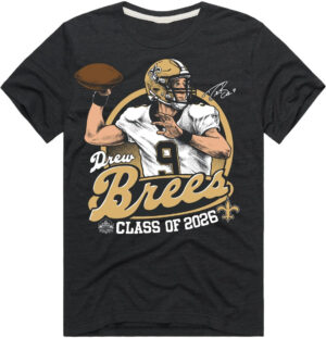 Unisex Drew Brees New Orleans Saints Class of 2026 Hall of Fame Graphic T-Shirt for Football Fans