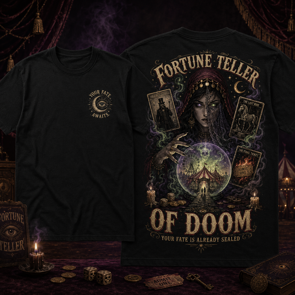 Unisex Fortune Teller of Doom Your Fate Is Already Sealed Halloween 2026 Graphic Shirt for Horror Fans 1 Unisex Fortune Teller of Doom Your Fate Is Already Sealed Halloween 2026 Graphic Shirt for Horror Fans
