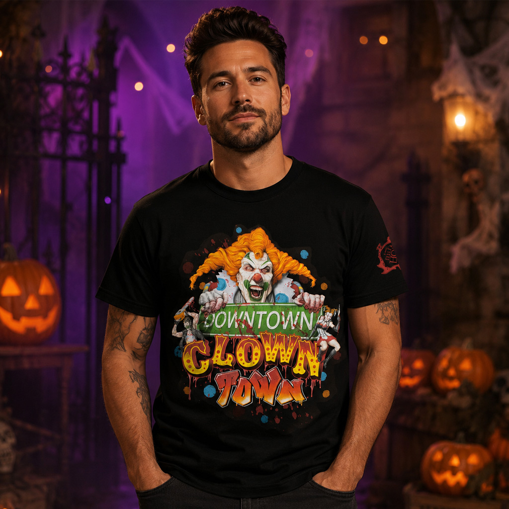Unisex Halloween Horror Nights 2026 Downtown Clown Town Graphic Shirt for Horror Fans 3 Unisex Halloween Horror Nights 2026 Downtown Clown Town Graphic Shirt for Horror Fans - Image 3