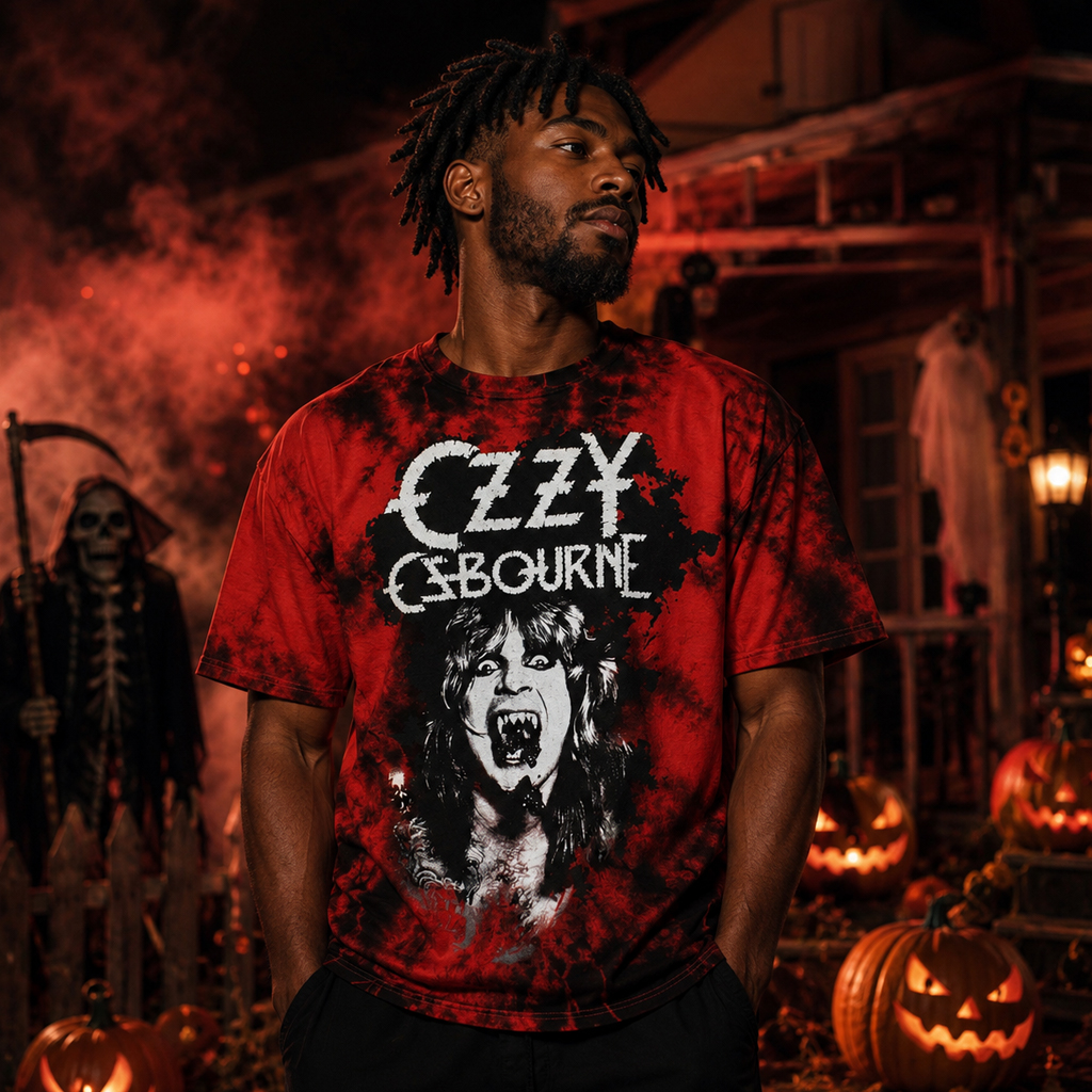 Unisex Halloween Horror Nights 2026 Ozzy Osbourne Red Tie-Dye Graphic Shirt for Music Fans 4 Unisex Halloween Horror Nights 2026 Ozzy Osbourne Red Tie-Dye Graphic Shirt for Music Fans - Image 4