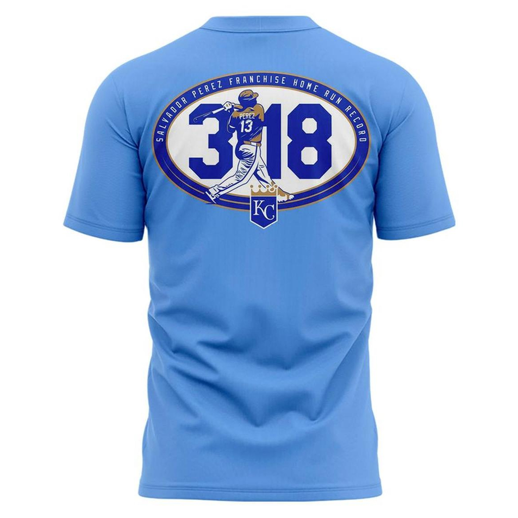 Unisex Kansas City Royals Salvador Perez 318 The Home Run King 2026 Graphic Shirt for Baseball Fans 3 Unisex Kansas City Royals Salvador Perez 318 The Home Run King 2026 Graphic Shirt for Baseball Fans - Image 3