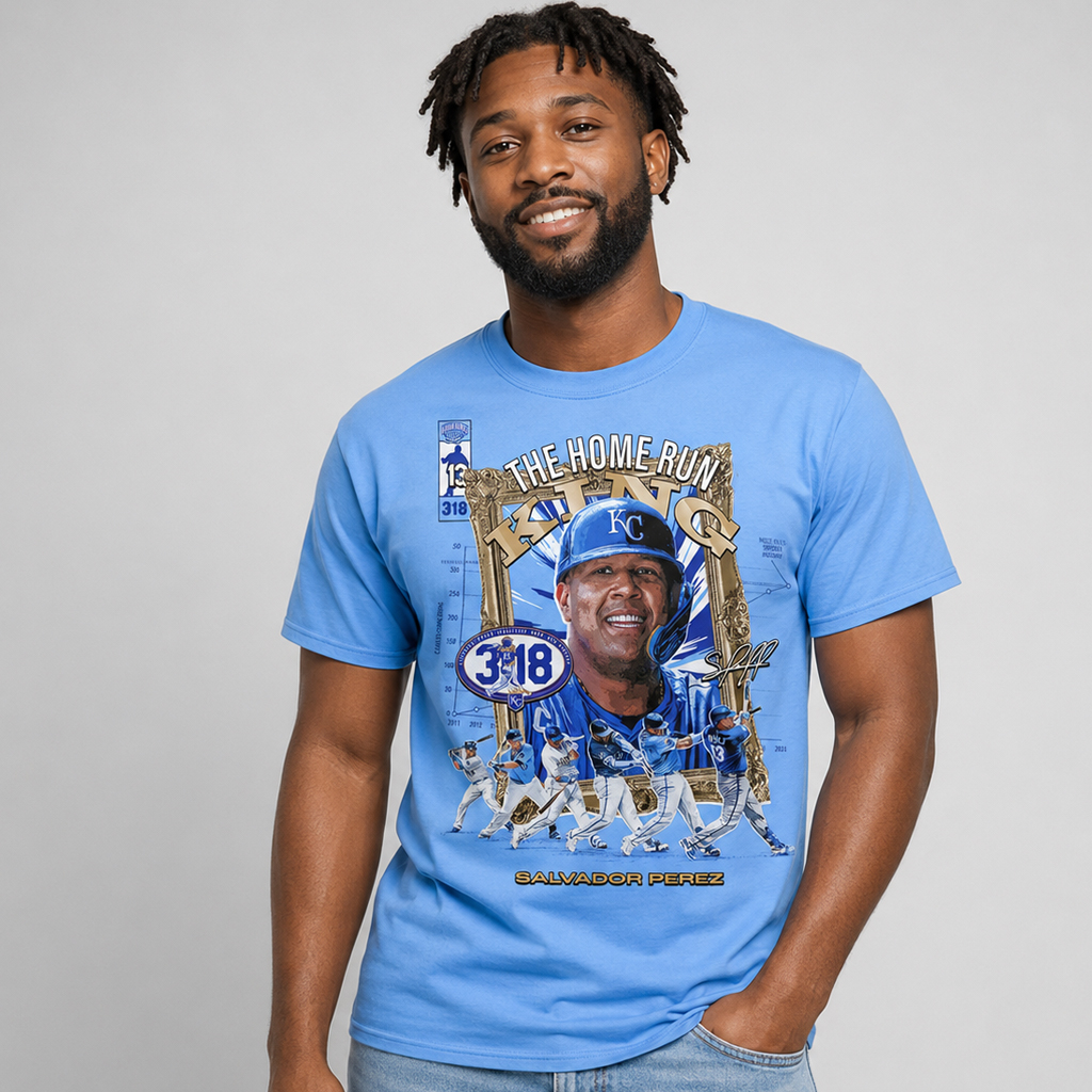 Unisex Kansas City Royals Salvador Perez 318 The Home Run King 2026 Graphic Shirt for Baseball Fans 4 Unisex Kansas City Royals Salvador Perez 318 The Home Run King 2026 Graphic Shirt for Baseball Fans - Image 4