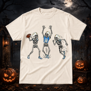 Unisex Los Angeles Chargers Dancing Skeletons Halloween 2026 Graphic Shirt for Football Fans