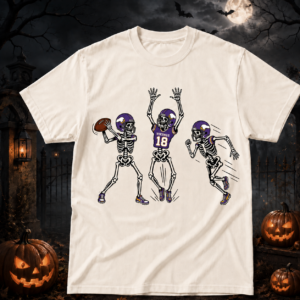Unisex Minnesota Vikings Dancing Skeletons Halloween 2026 Graphic Shirt for Football Fans