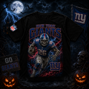 Unisex New York Giants Spooky Skeleton Football Player Halloween 2026 Graphic Shirt for Football Fans