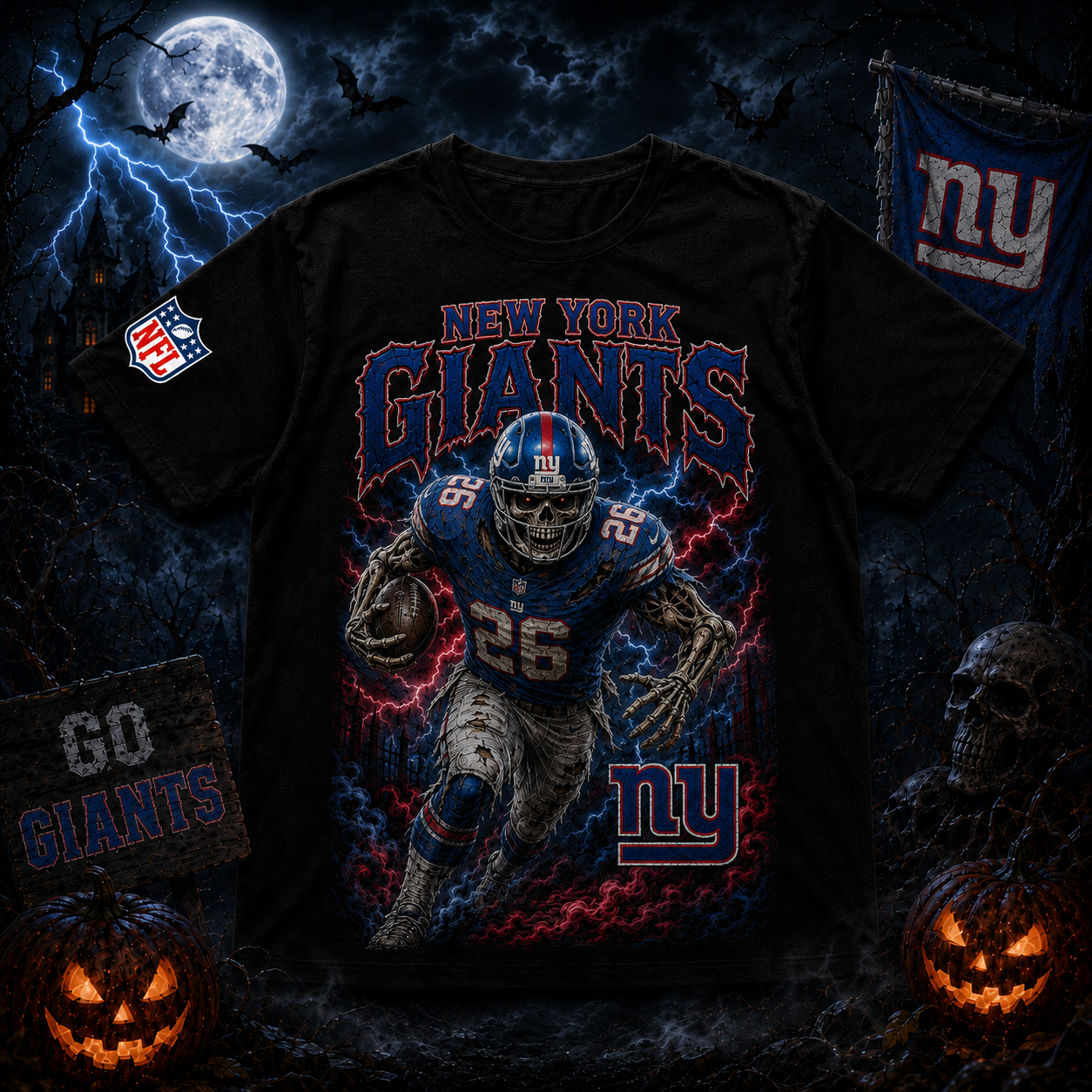Unisex New York Giants Spooky Skeleton Football Player Halloween 2026 Graphic Shirt for Football Fans 1 Unisex New York Giants Spooky Skeleton Football Player Halloween 2026 Graphic Shirt for Football Fans