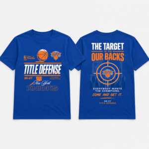 Unisex New York Knicks Target On Our Backs Title Defense Graphic Shirt for Basketball Fans