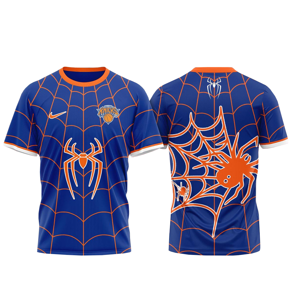 Unisex New York Knicks x Spider-Man 2026 Graphic Shirt for Basketball Fans 1 Unisex New York Knicks x Spider-Man 2026 Graphic Shirt for Basketball Fans