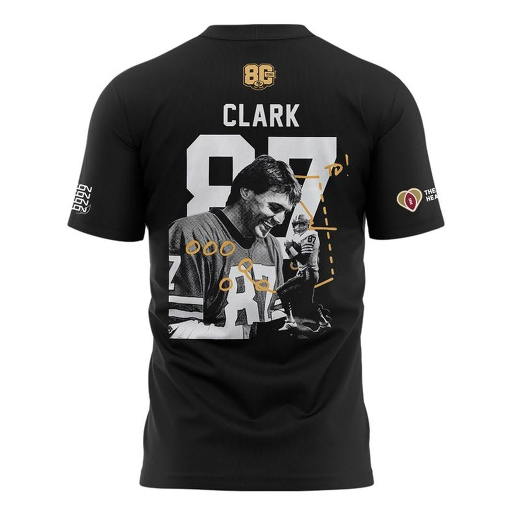 Unisex San Francisco 49ers Dwight Clark Number 87 2026 Graphic Shirt for Football Fans 3 Unisex San Francisco 49ers Dwight Clark Number 87 2026 Graphic Shirt for Football Fans - Image 3