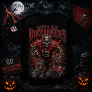 Unisex Tampa Bay Buccaneers Spooky Skeleton Football Player Halloween 2026 Graphic Shirt for Football Fans